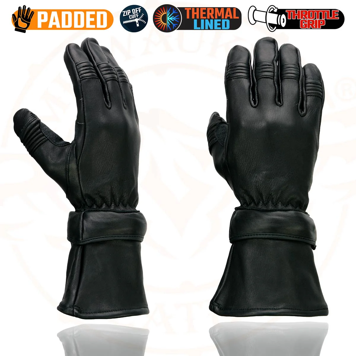 Milwaukee Leather SH852 Men's USA Deerskin Black Leather Gauntlet Motorcycle Thermal Lined Gloves - Image 4