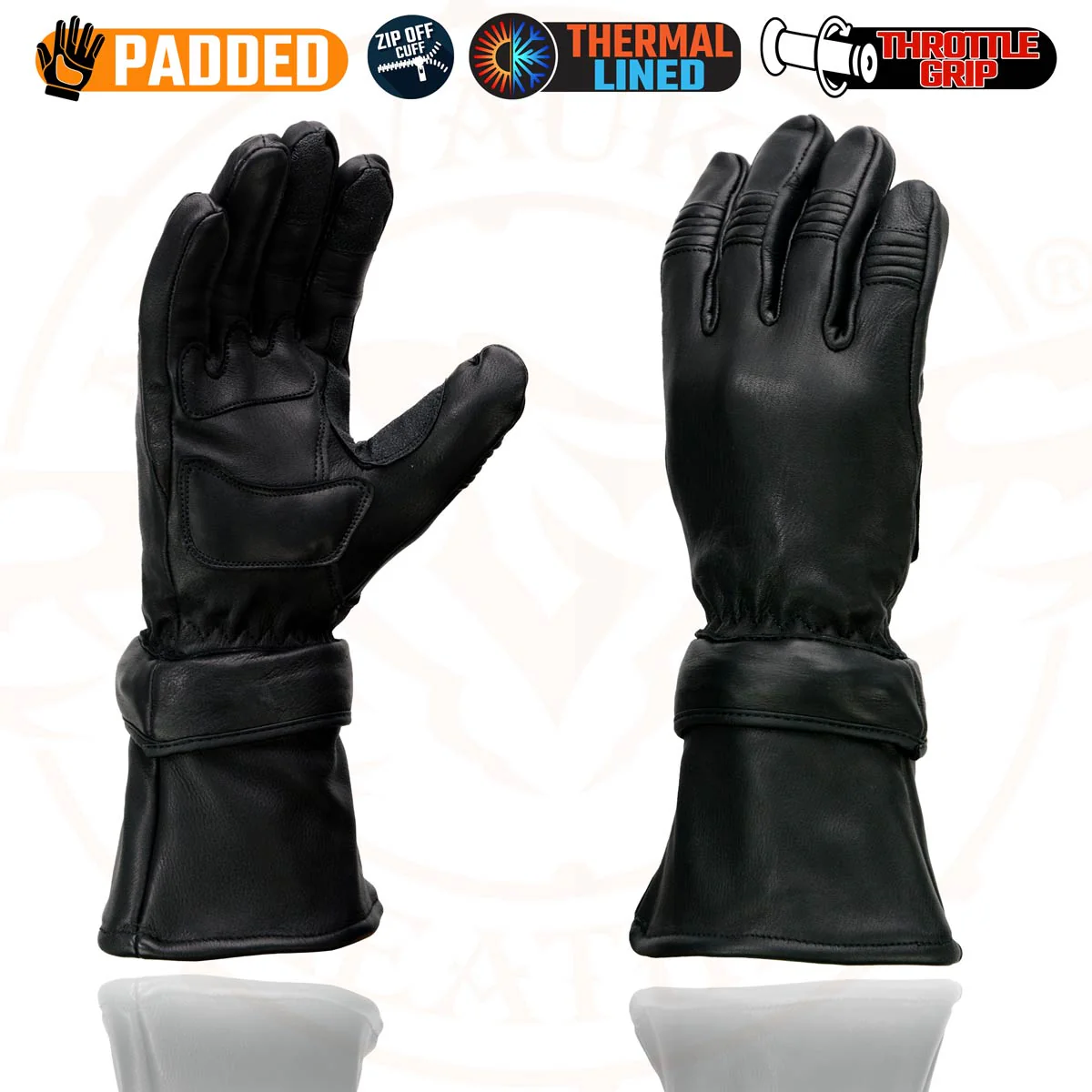 Milwaukee Leather SH852 Men's USA Deerskin Black Leather Gauntlet Motorcycle Thermal Lined Gloves - Image 5
