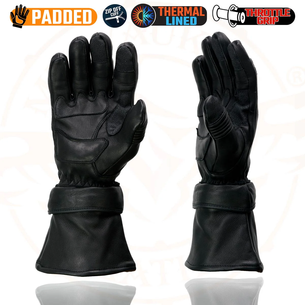 Milwaukee Leather SH852 Men's USA Deerskin Black Leather Gauntlet Motorcycle Thermal Lined Gloves - Image 6
