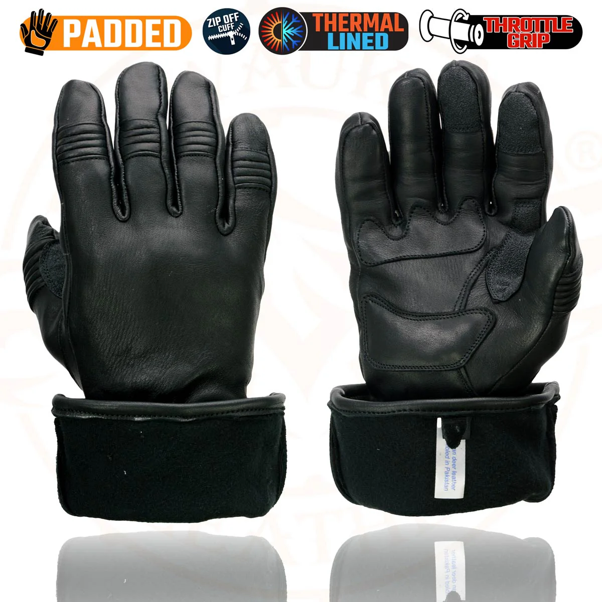 Milwaukee Leather SH852 Men's USA Deerskin Black Leather Gauntlet Motorcycle Thermal Lined Gloves - Image 9