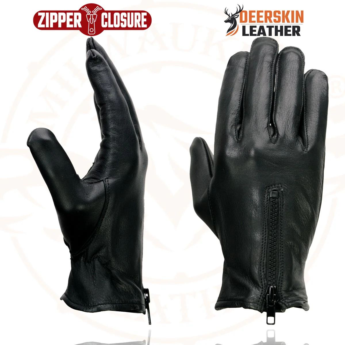 Milwaukee Leather SH867 Men's USA Deerskin Black Leather Unlined Lightweight Motorcycle Riders Gloves - Image 2