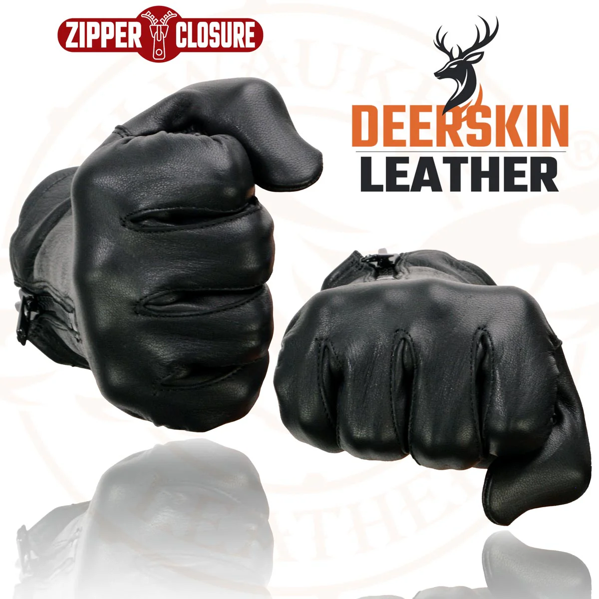Milwaukee Leather SH867 Men's USA Deerskin Black Leather Unlined Lightweight Motorcycle Riders Gloves - Image 6