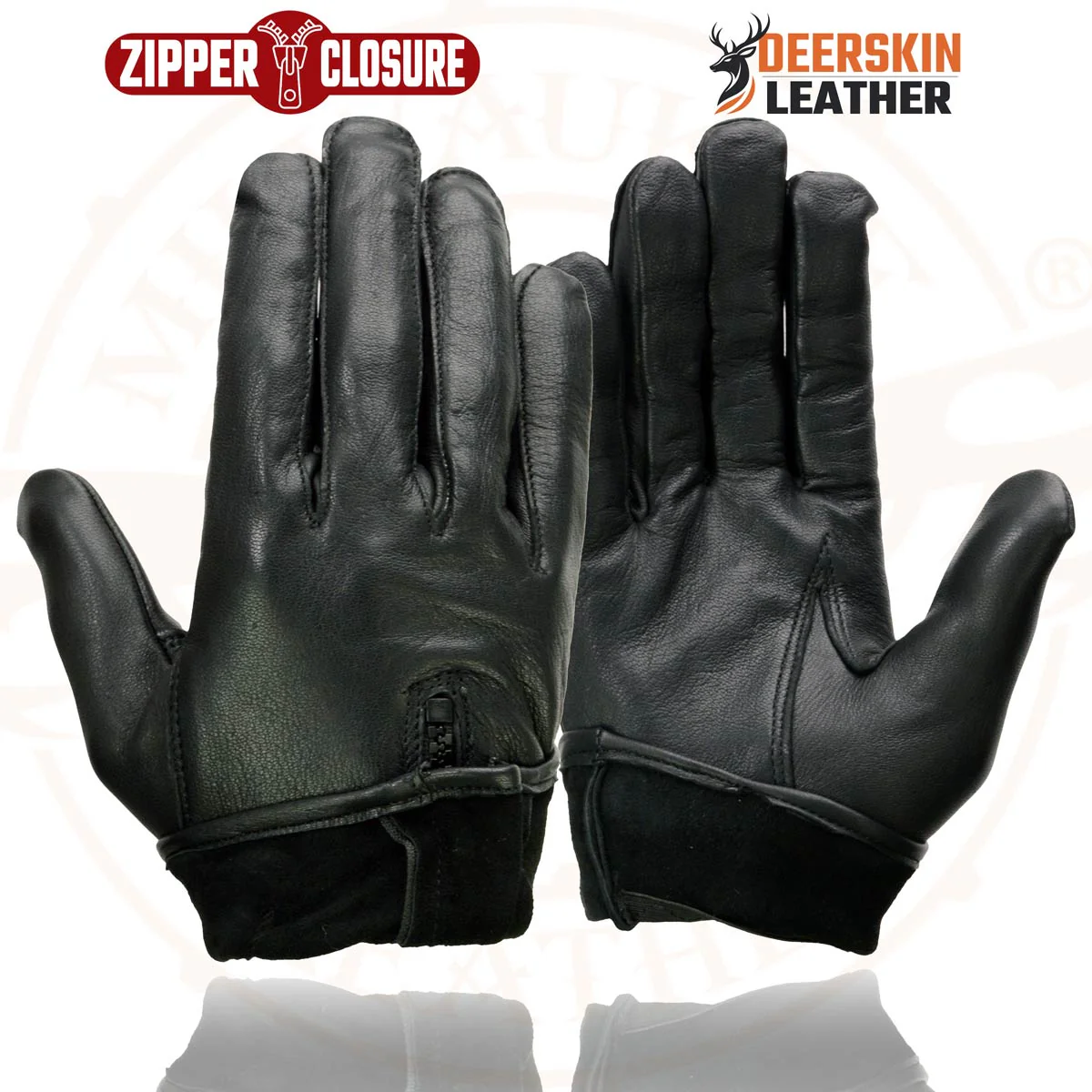 Milwaukee Leather SH867 Men's USA Deerskin Black Leather Unlined Lightweight Motorcycle Riders Gloves - Image 7