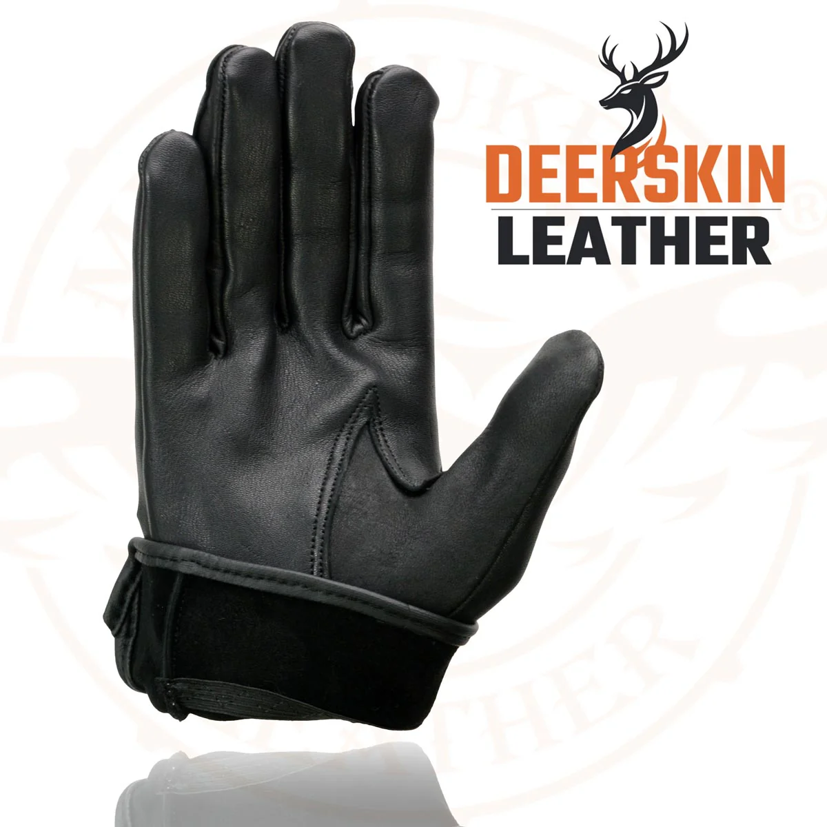 Milwaukee Leather SH868 Men's USA Deerskin Black Vented Perforated Leather Motorcycle Riders Gloves - Image 2