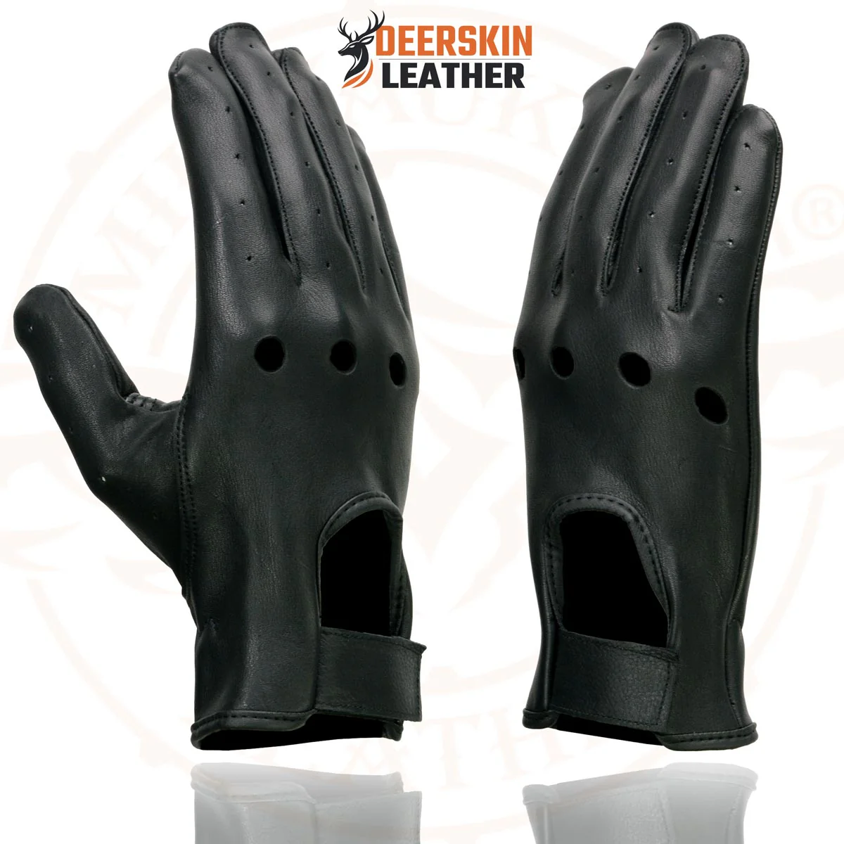 Milwaukee Leather SH868 Men's USA Deerskin Black Vented Perforated Leather Motorcycle Riders Gloves - Image 5