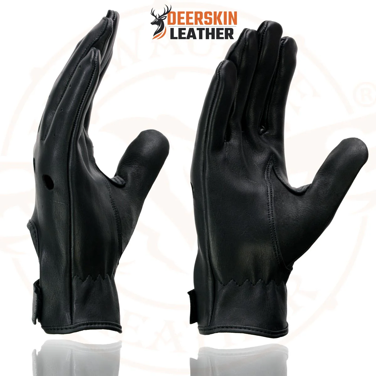 Milwaukee Leather SH868 Men's USA Deerskin Black Vented Perforated Leather Motorcycle Riders Gloves - Image 6