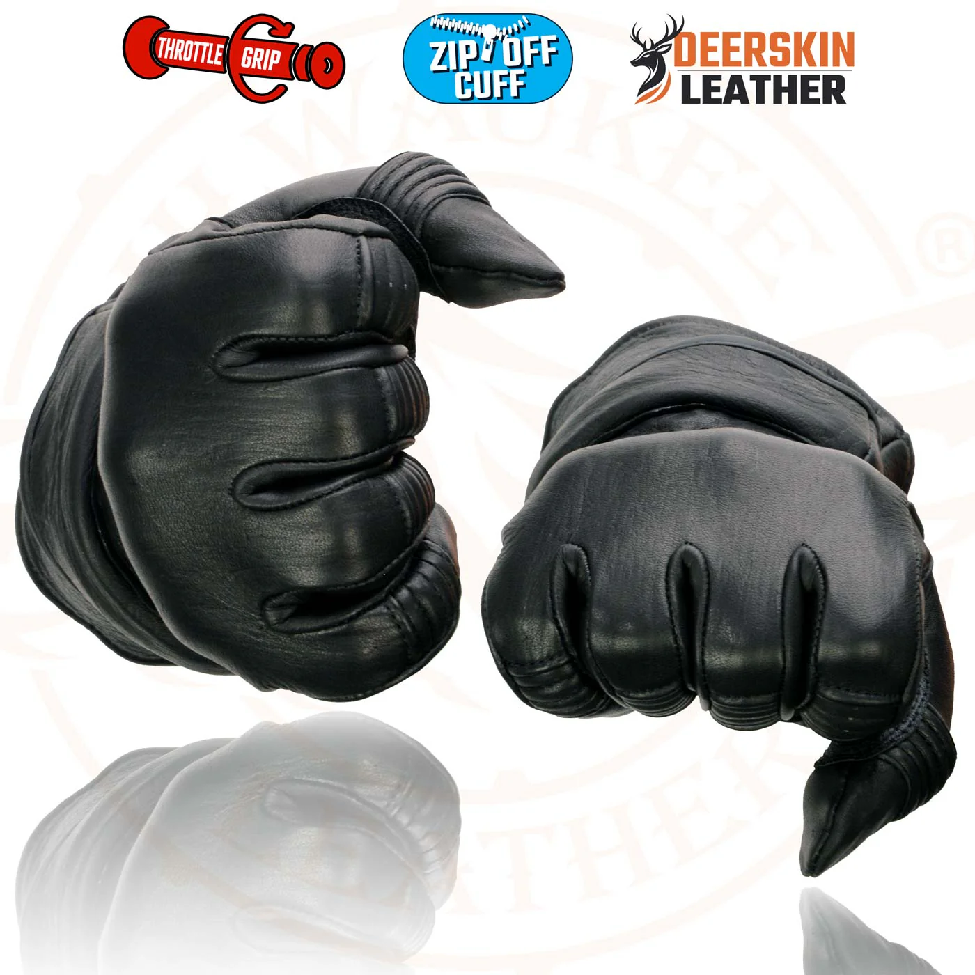 Milwaukee Leather SH870 Women's USA Deerskin Black Leather Gauntlet Winter Gloves w/ Gel Palm - Image 2