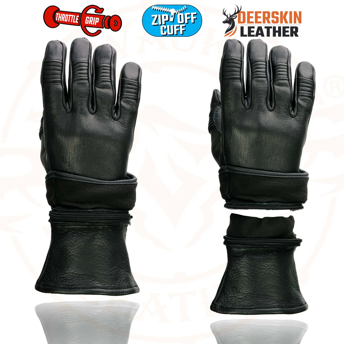 Milwaukee Leather SH870 Women's USA Deerskin Black Leather Gauntlet Winter Gloves w/ Gel Palm - Image 4