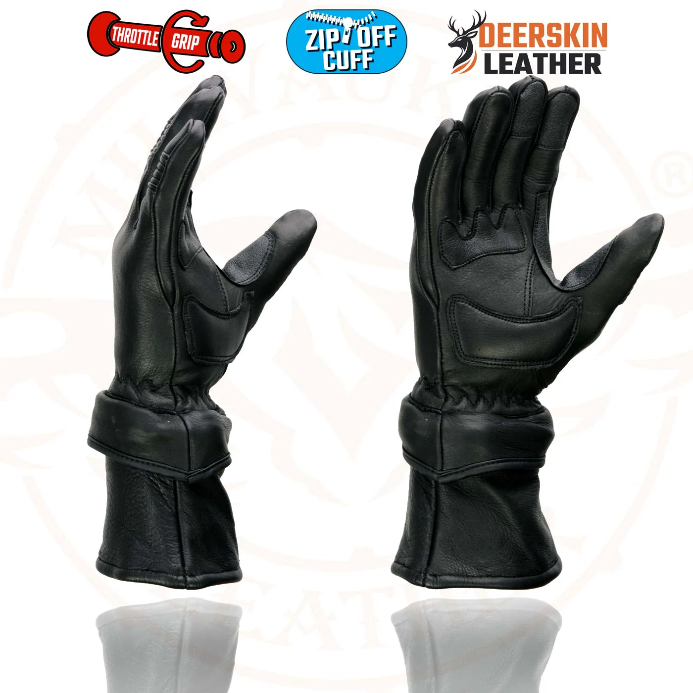 Milwaukee Leather SH870 Women's USA Deerskin Black Leather Gauntlet Winter Gloves w/ Gel Palm - Image 7