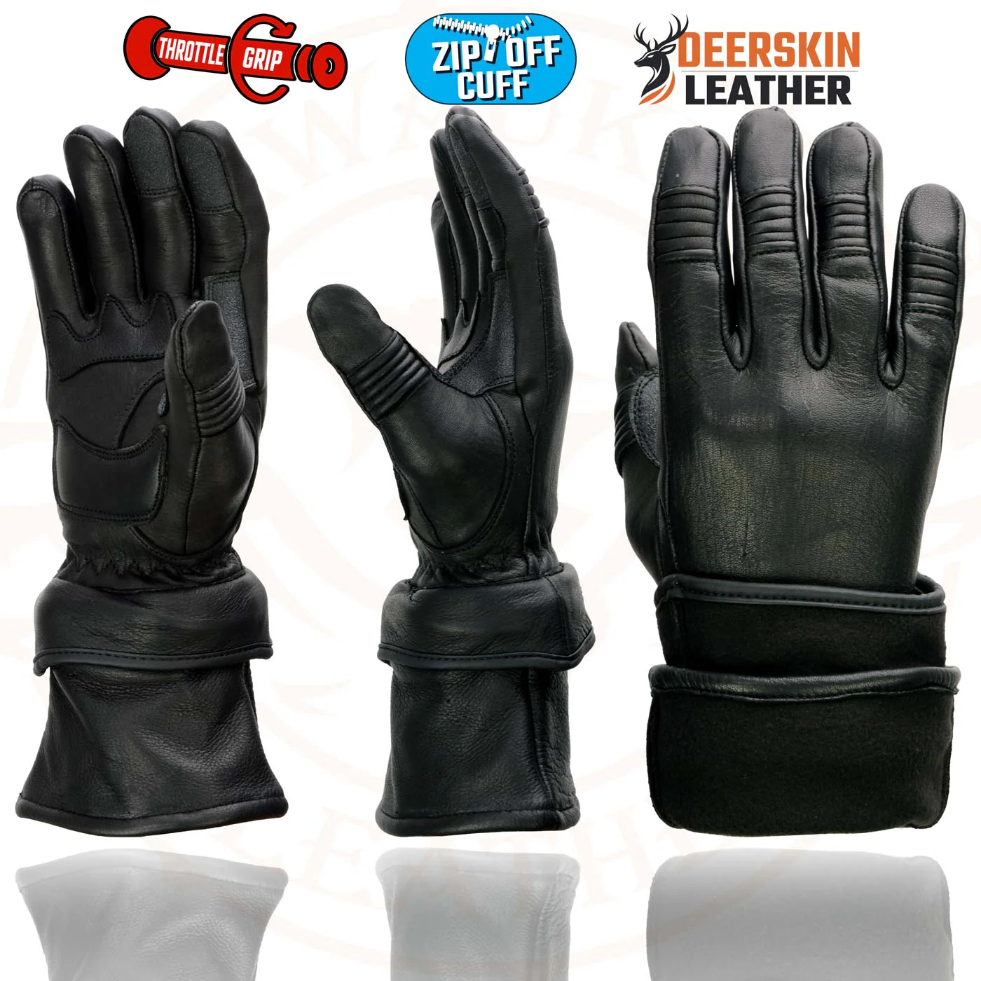 Milwaukee Leather SH870 Women's USA Deerskin Black Leather Gauntlet Winter Gloves w/ Gel Palm - Image 8