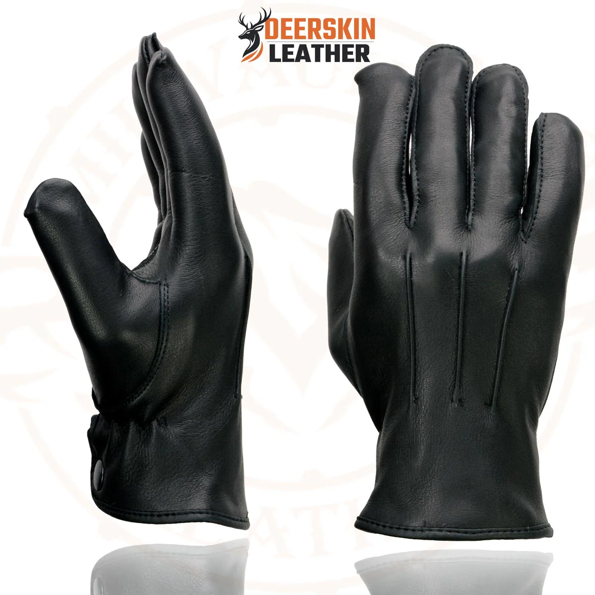 Milwaukee Leather SH875 Men's Thermal Lined USA Deerskin Black Leather Motorcycle Gloves w/ Snap Wrist Closure - Image 4