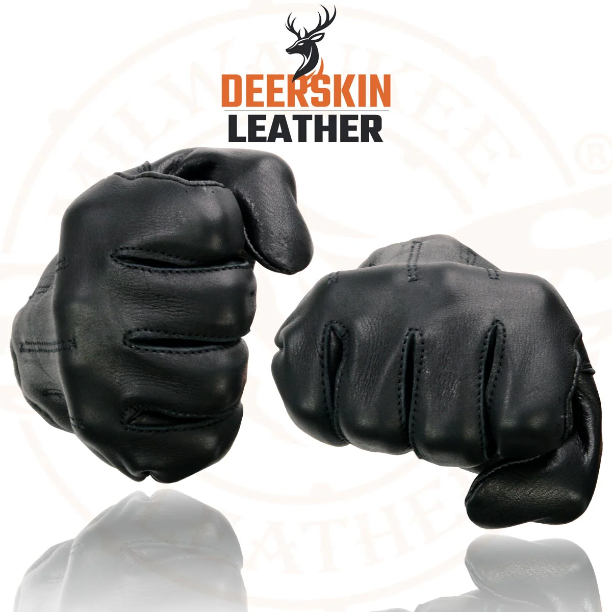 Milwaukee Leather SH887 Men's USA Deerskin Black Leather Unlined Lightweight Motorcycle Riders Gloves - Image 2