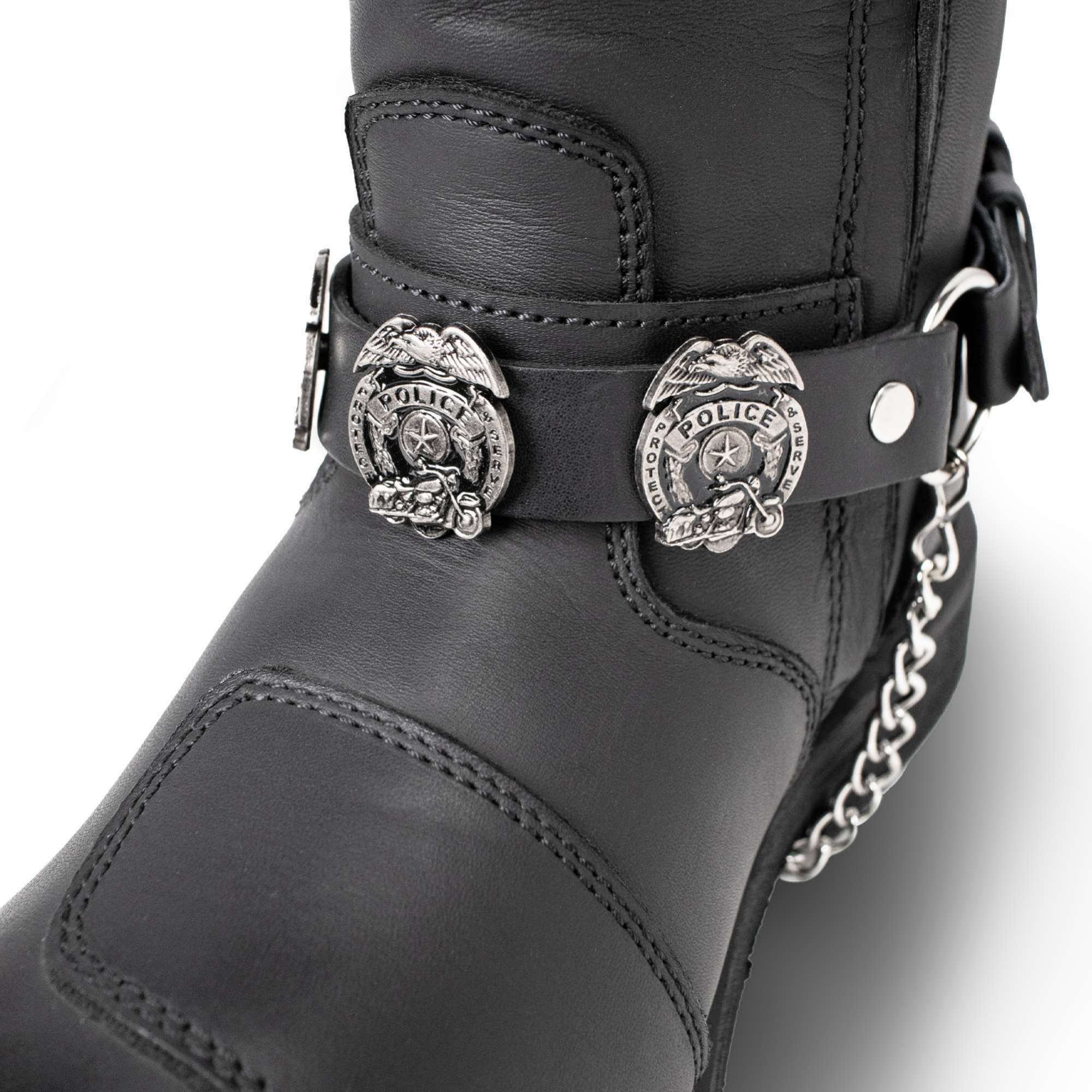 Milwaukee Leather Silver Police Emblem Boot Chain with Adjustable Strap - MLA3011 - Image 2