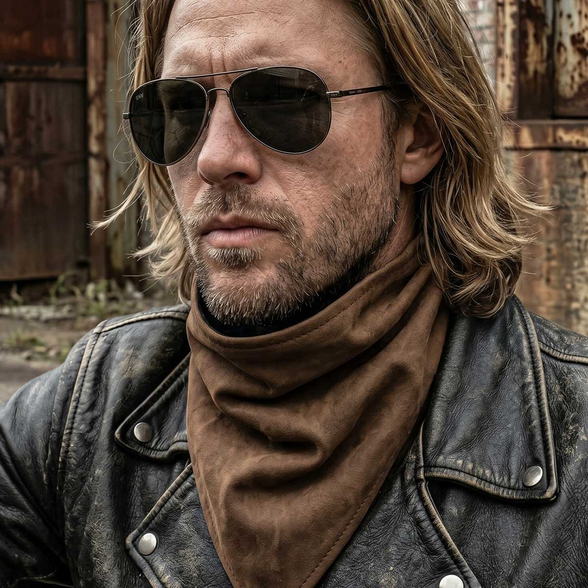 Milwaukee Leather Unisex Brown Leather Neck Warmer - Fleece-Lined Cold Weather Motorcycle Face Cover - MP7590 - Image 4
