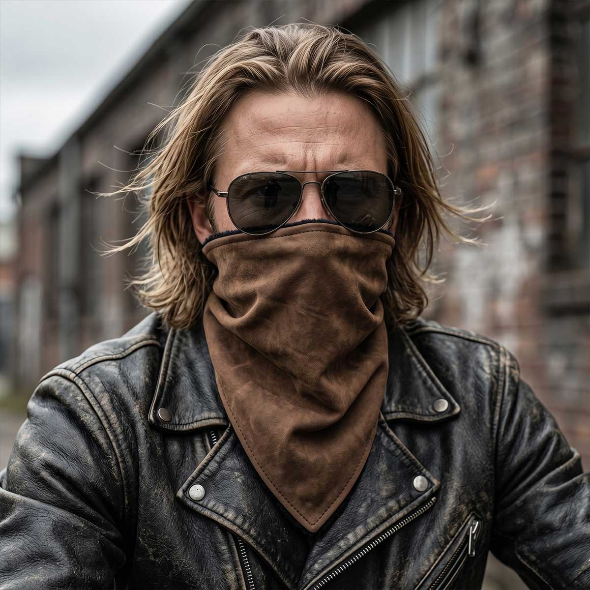 Milwaukee Leather Unisex Brown Leather Neck Warmer - Fleece-Lined Cold Weather Motorcycle Face Cover - MP7590 - Image 5