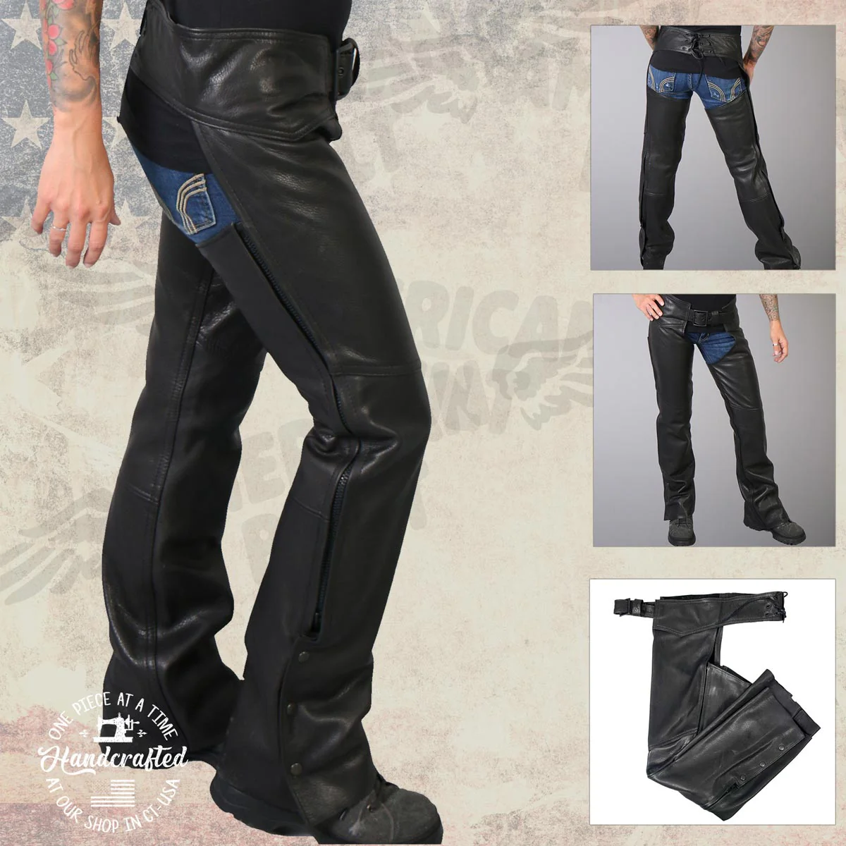 Milwaukee Leather USA MADE MLCHL5001 Women's Black Shade Premium Leather Motorcycle Chaps - Image 5