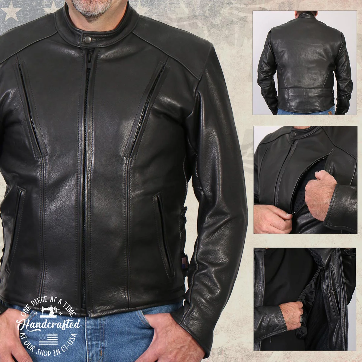 Milwaukee Leather USA MADE MLJKM5002 Men's Black Air Stream Vented Premium Leather Motorcycle Jacket with Side Laces - Image 6