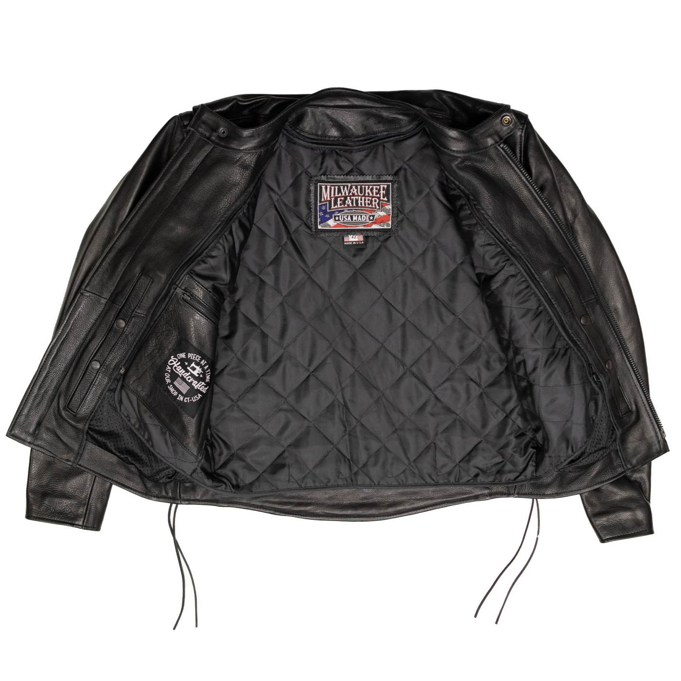 Milwaukee Leather USA MADE MLJKM5002 Men's Black Air Stream Vented Premium Leather Motorcycle Jacket with Side Laces - Image 8