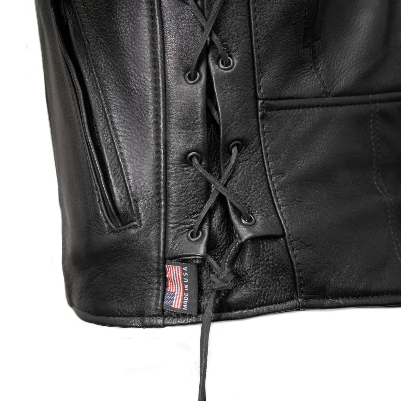 Milwaukee Leather USA MADE MLJKM5002 Men's Black Air Stream Vented Premium Leather Motorcycle Jacket with Side Laces - Image 9