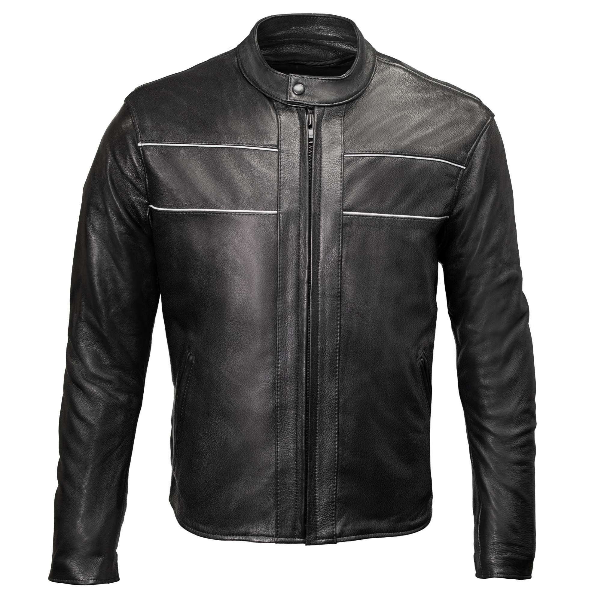 Milwaukee Leather USA MADE MLJKM5003 Men's Black Echo Premium Leather Motorcycle Jacket with Reflective Piping - Image 17