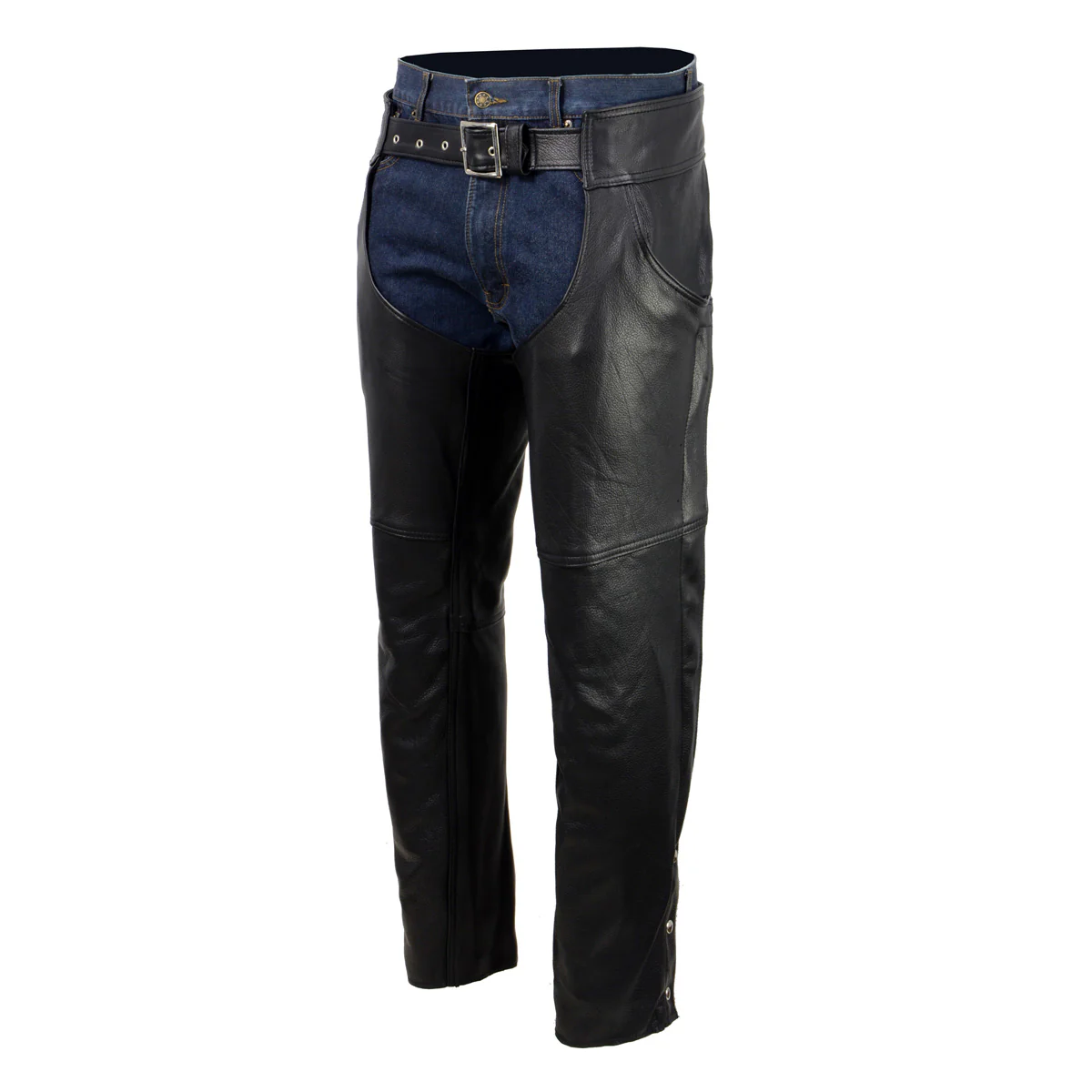 Milwaukee Leather USA MADE MLM5570 Men's Black Enfold Classic Premium Leather Motorcycle Chaps with Jean Pockets - Image 10