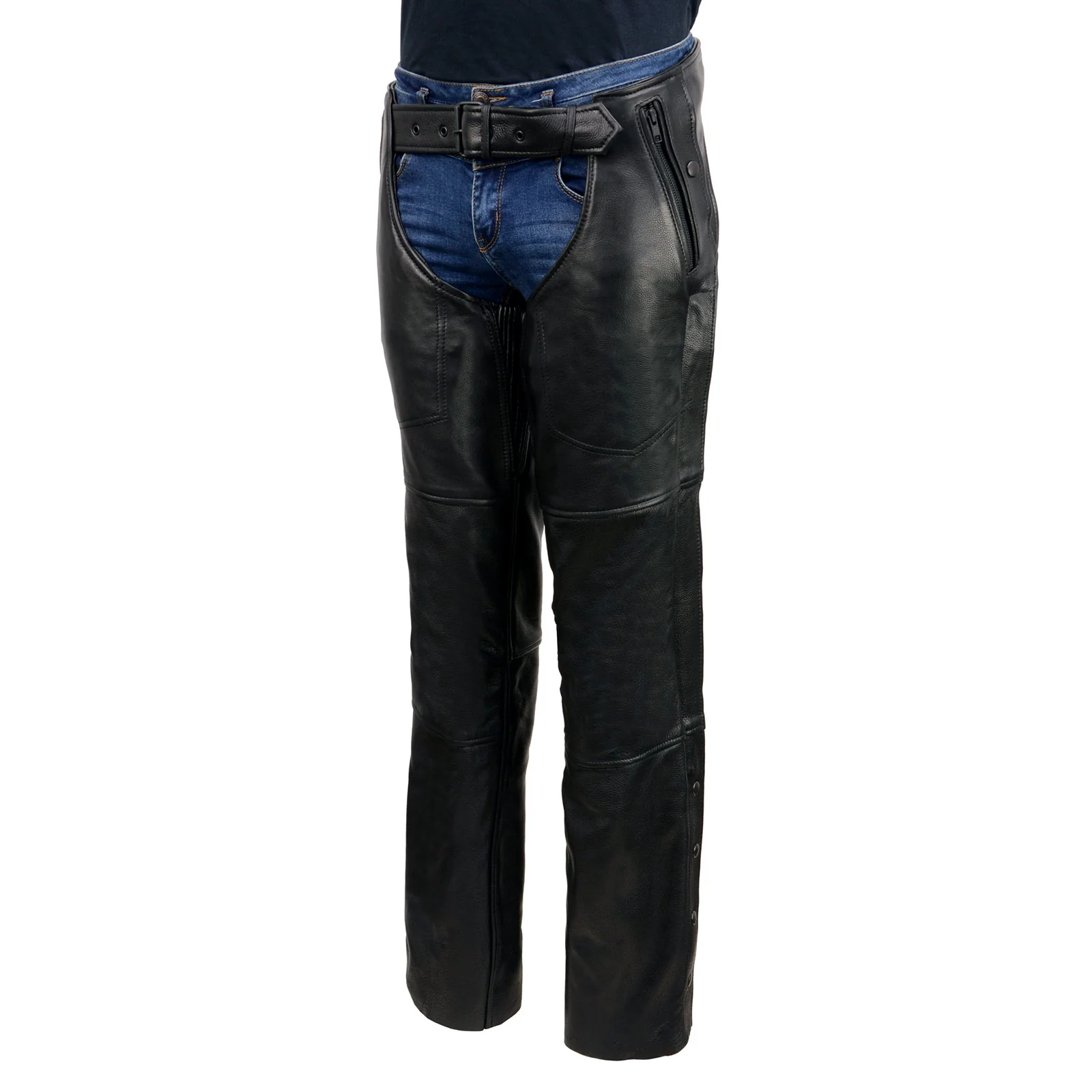 Milwaukee Leather USA MADE MLM5571 Men's Black Rough Rider Premium Leather Motorcycle Chaps with Thermal Liner - Image 10