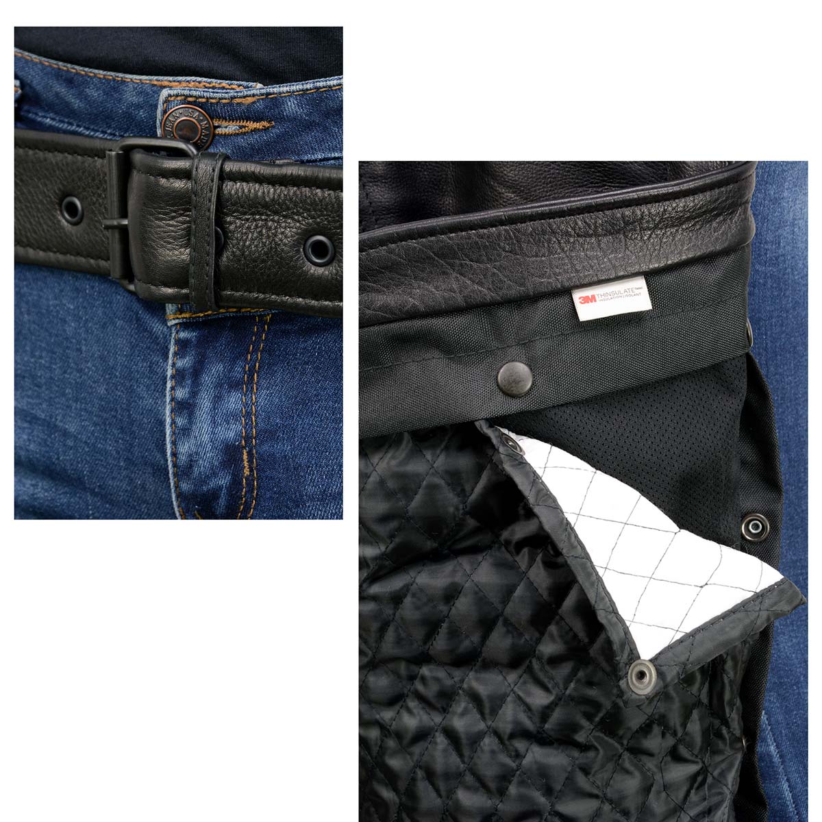 Milwaukee Leather USA MADE MLM5571 Men's Black Rough Rider Premium Leather Motorcycle Chaps with Thermal Liner - Image 5
