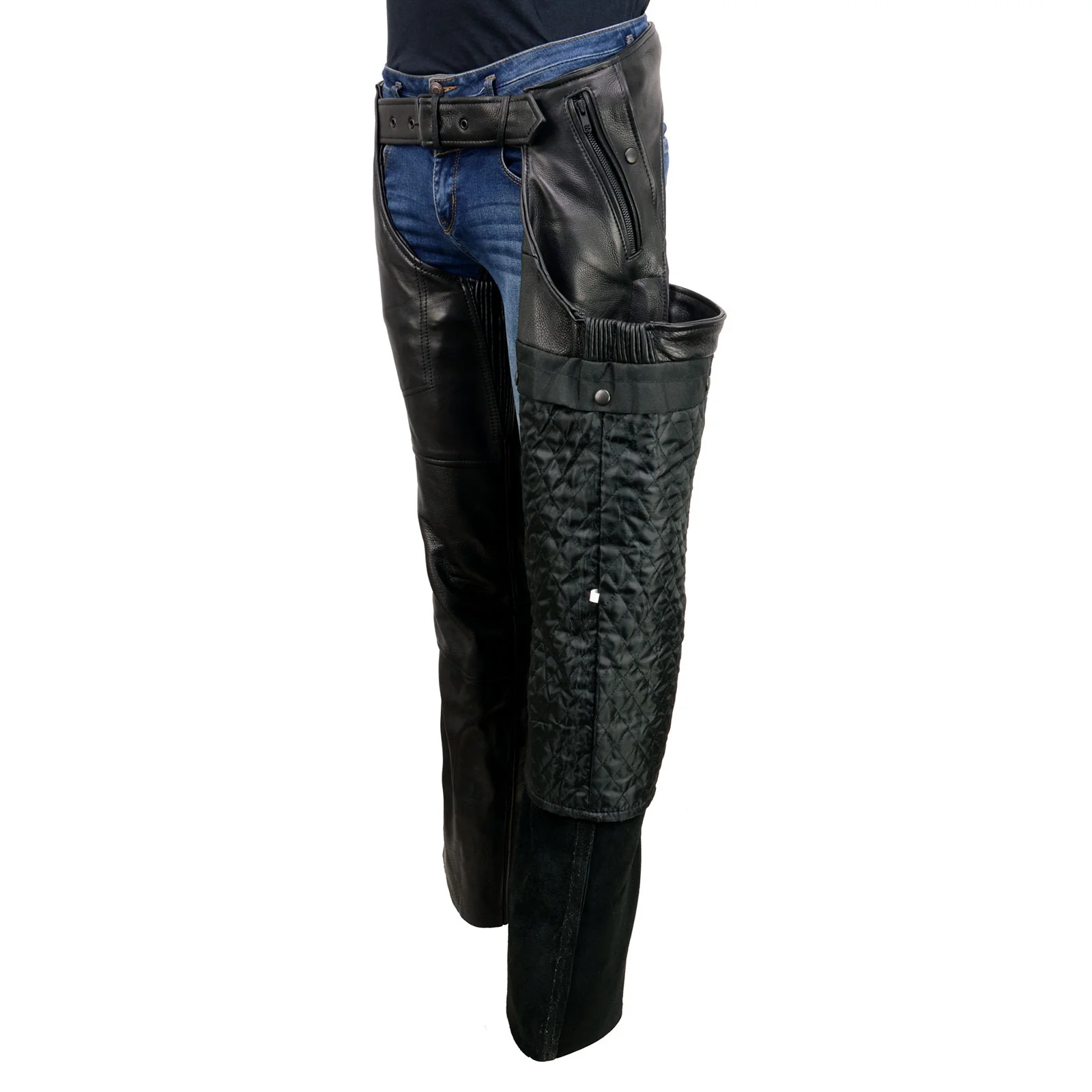 Milwaukee Leather USA MADE MLM5571 Men's Black Rough Rider Premium Leather Motorcycle Chaps with Thermal Liner - Image 7