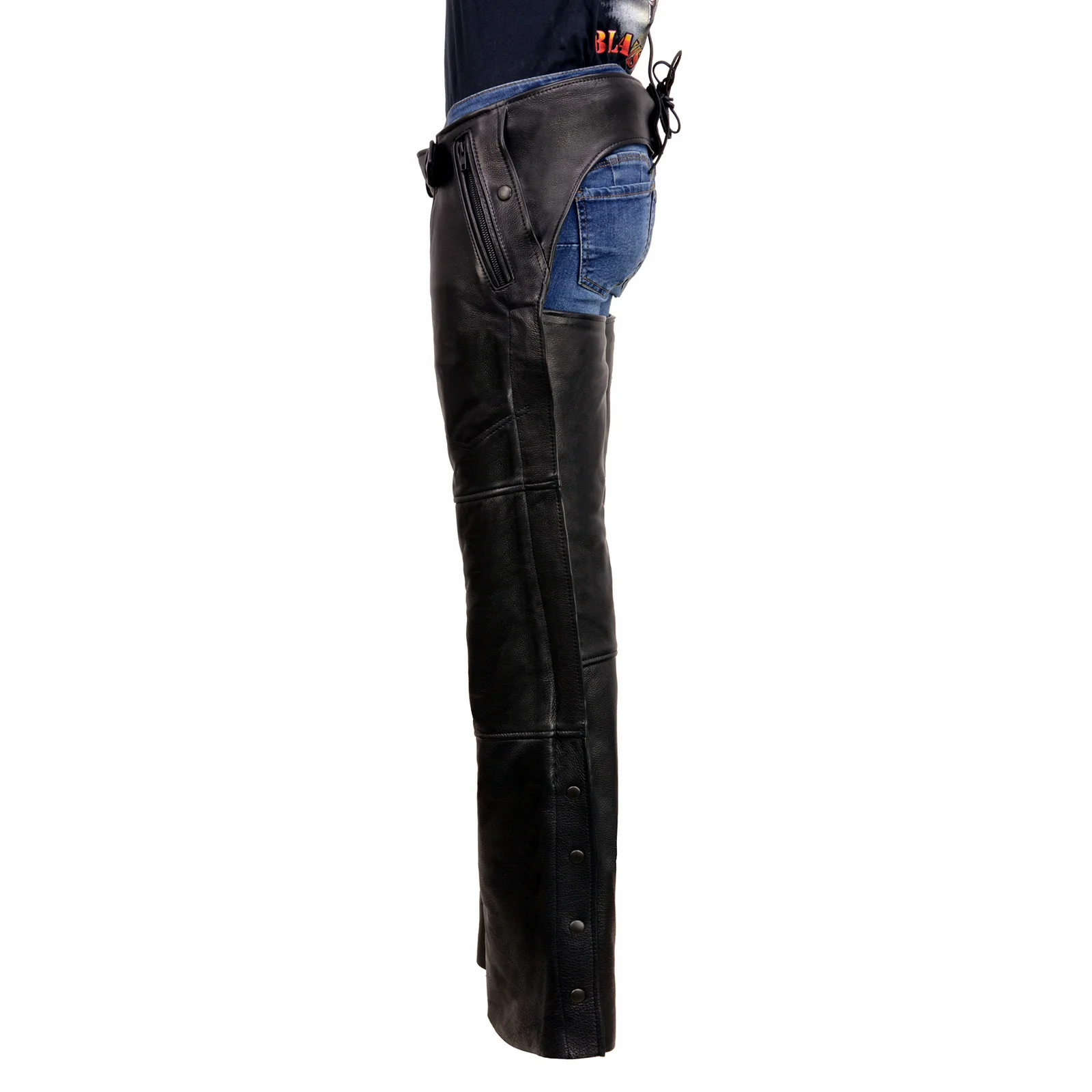 Milwaukee Leather USA MADE MLM5571 Men's Black Rough Rider Premium Leather Motorcycle Chaps with Thermal Liner - Image 9