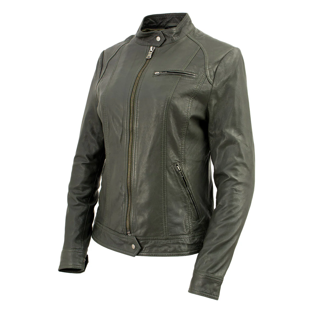 Milwaukee Leather Vintage SFL2811 Women's Olive Zipper Front Motorcycle Casual Fashion Leather Jacket - Image 6