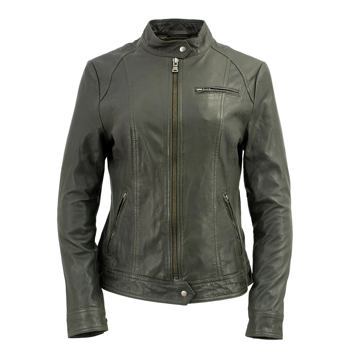 Milwaukee Leather Vintage SFL2811 Women's Olive Zipper Front Motorcycle Casual Fashion Leather Jacket - Image 7