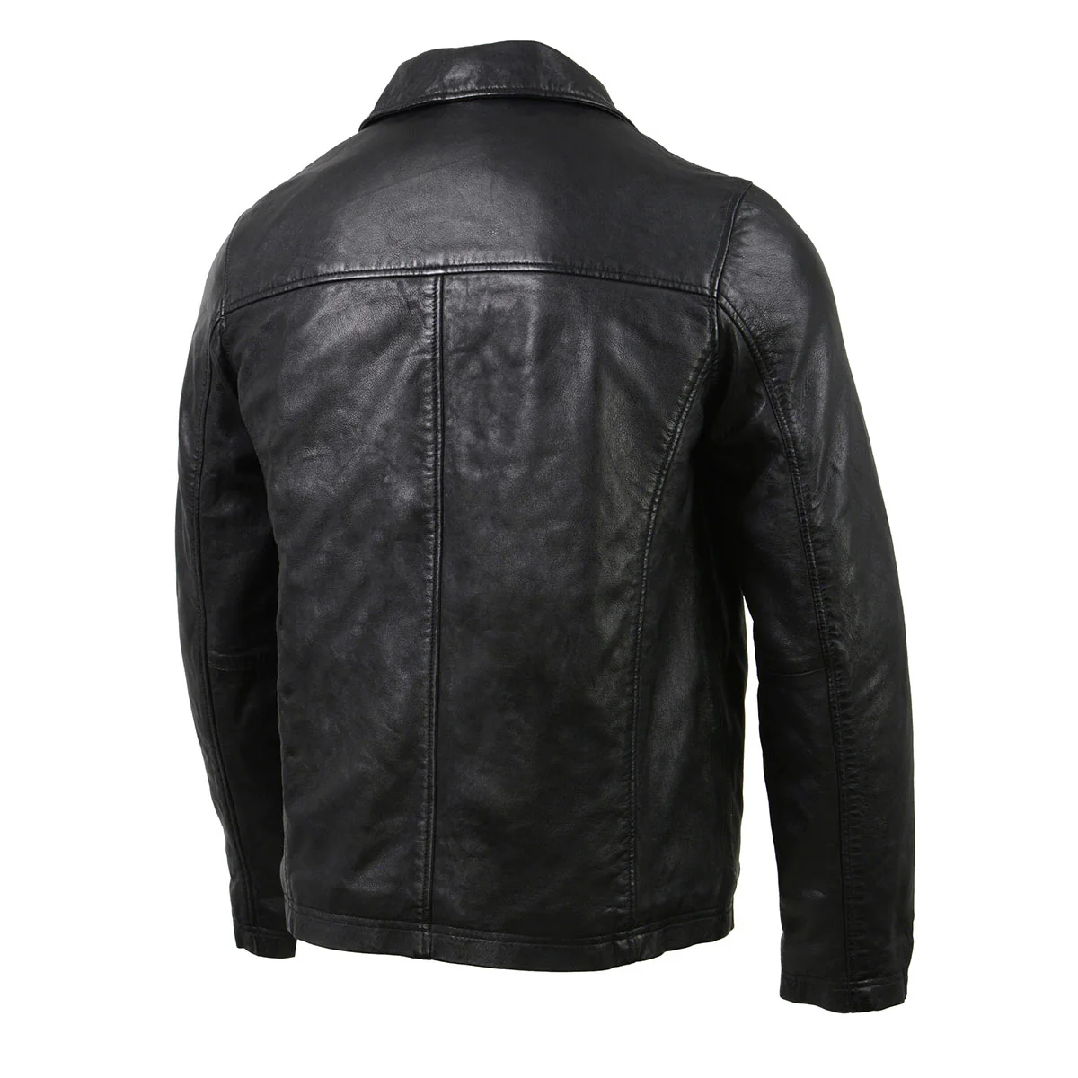 Milwaukee Leather Vintage SFM1804 Men's Classic Black Zipper Front Jacket with Shirt Collar - Image 5