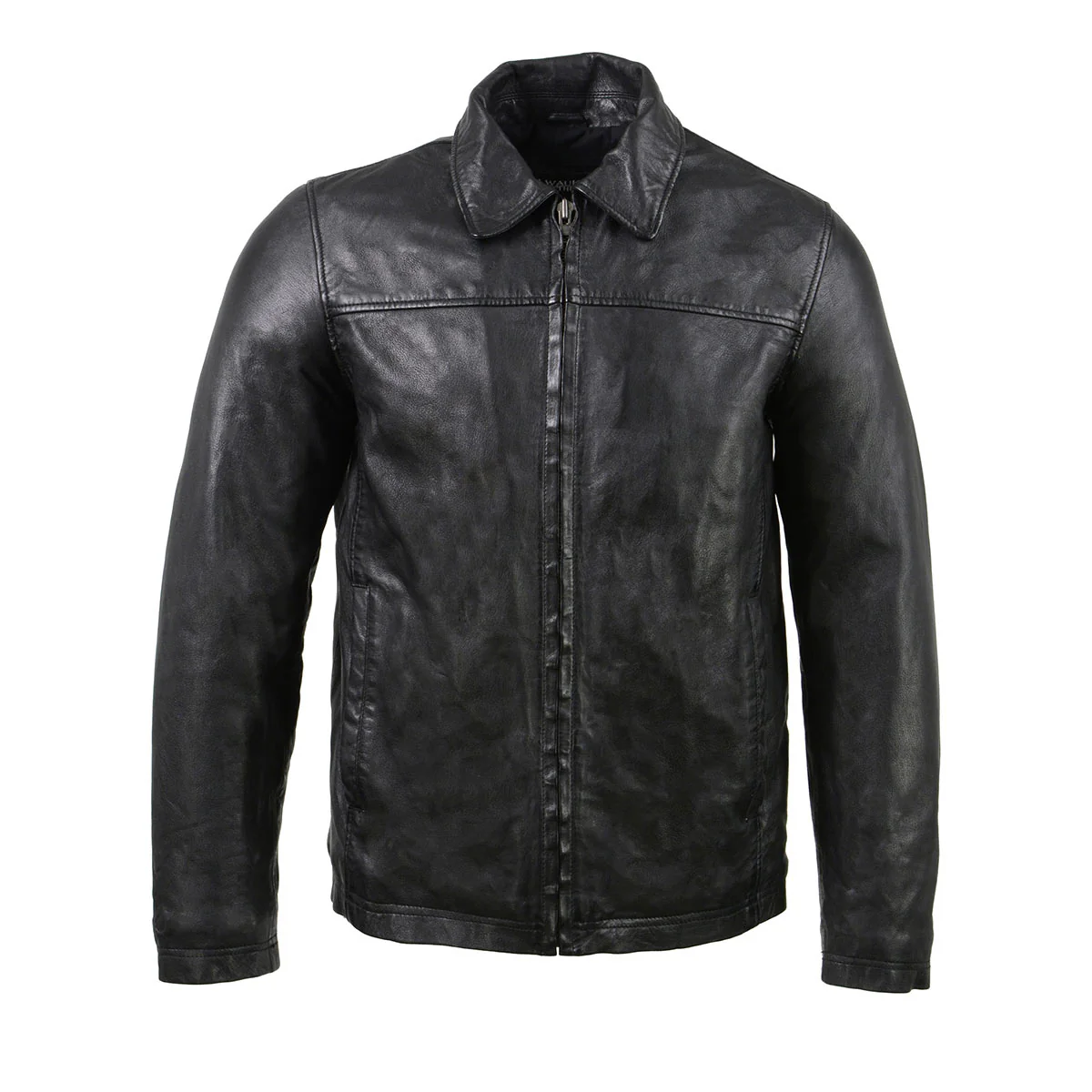 Milwaukee Leather Vintage SFM1804 Men's Classic Black Zipper Front Jacket with Shirt Collar - Image 7