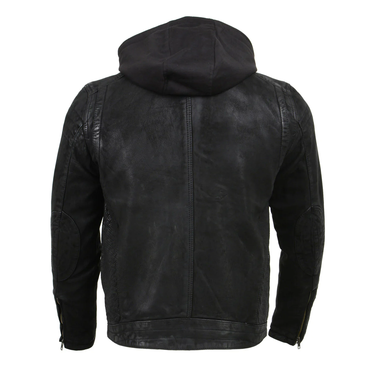Milwaukee Leather Vintage SFM1807 Men's Black Premium Leather Hooded Jacket - Image 2