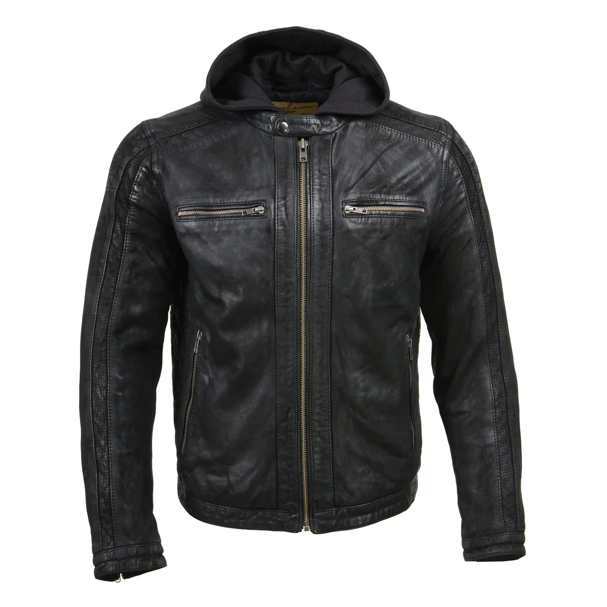 Milwaukee Leather Vintage SFM1807 Men's Black Premium Leather Hooded Jacket - Image 6