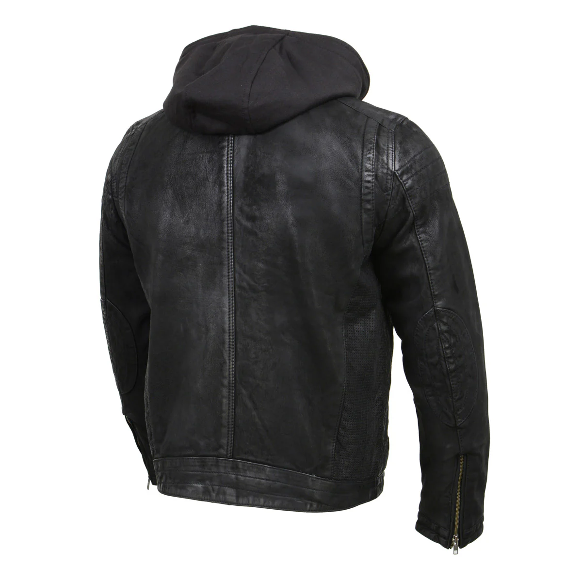 Milwaukee Leather Vintage SFM1807 Men's Black Premium Leather Hooded Jacket - Image 7