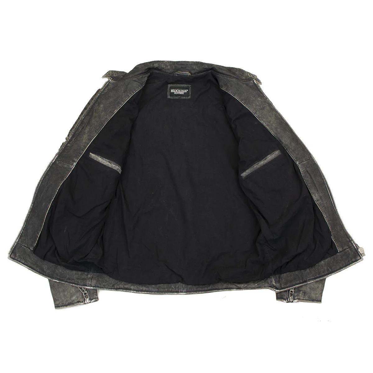 Milwaukee Leather Vintage SFM1808 Men's Black Leather Seamed Shoulder Zipper Front Jacket - Image 7