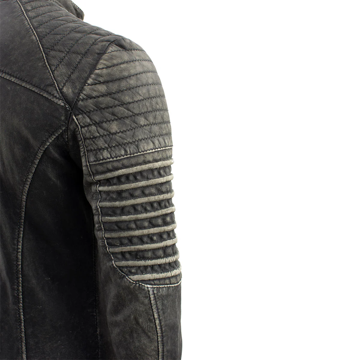 Milwaukee Leather Vintage SFM1808 Men's Black Leather Seamed Shoulder Zipper Front Jacket - Image 8