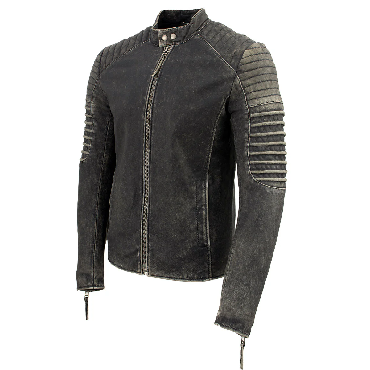 Milwaukee Leather Vintage SFM1808 Men's Black Leather Seamed Shoulder Zipper Front Jacket - Image 9