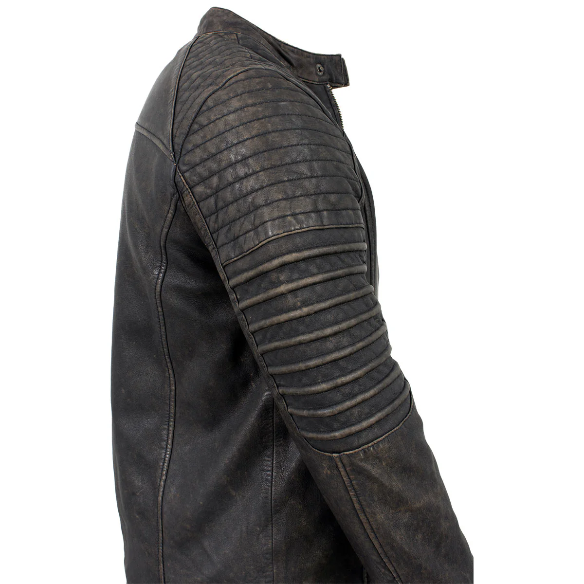Milwaukee Leather Vintage SFM1808 Men's Brown Leather Seamed Shoulder Zipper Front Jacket - Image 10