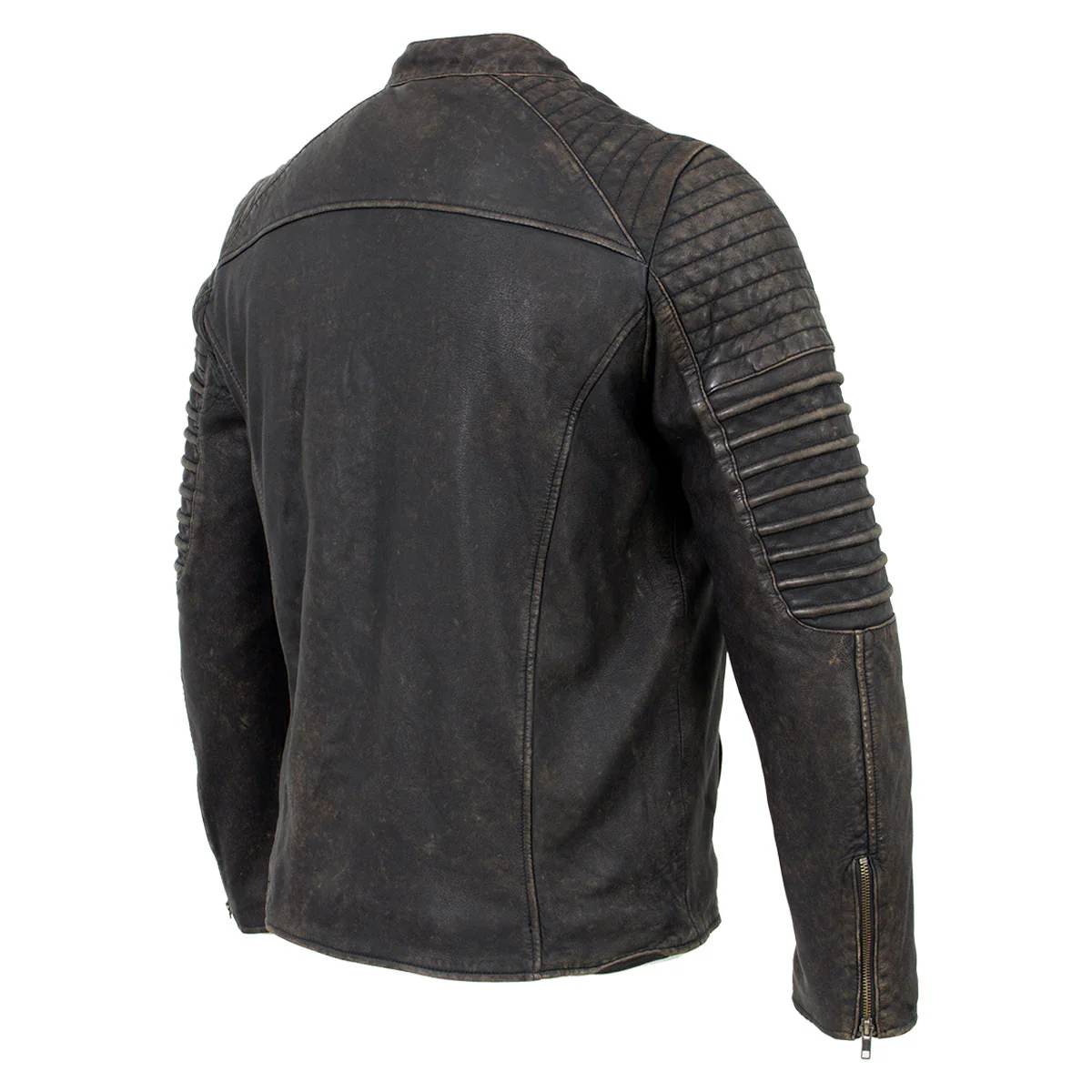 Milwaukee Leather Vintage SFM1808 Men's Brown Leather Seamed Shoulder Zipper Front Jacket - Image 6