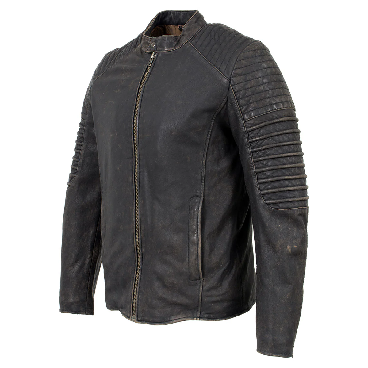 Milwaukee Leather Vintage SFM1808 Men's Brown Leather Seamed Shoulder Zipper Front Jacket - Image 7