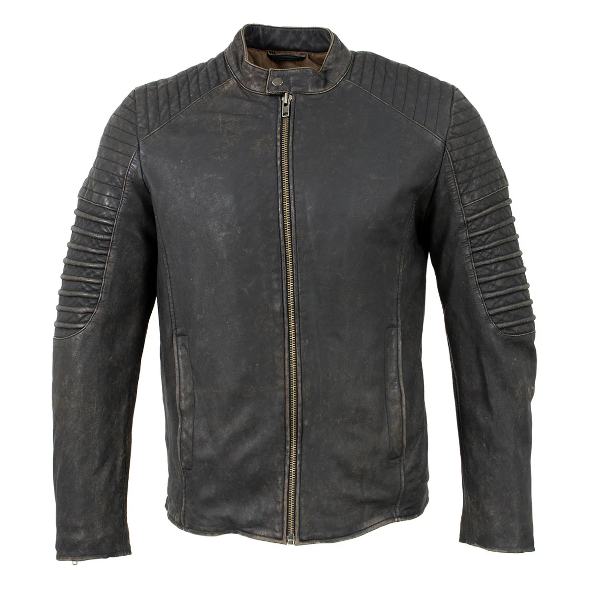Milwaukee Leather Vintage SFM1808 Men's Brown Leather Seamed Shoulder Zipper Front Jacket - Image 8