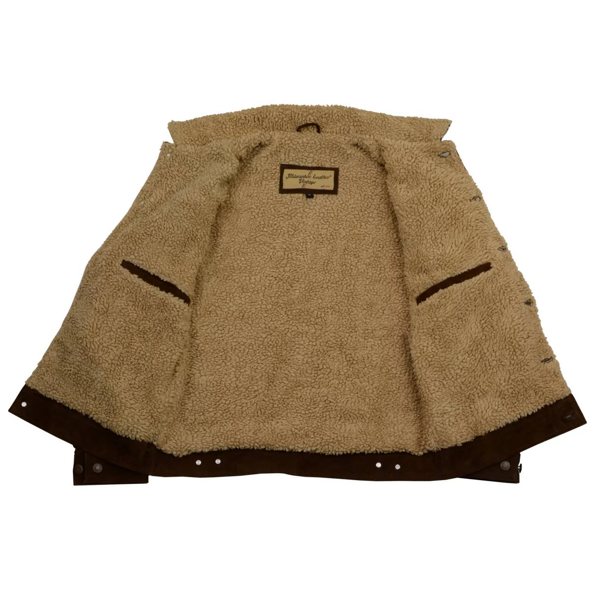 Milwaukee Leather Vintage SFM1817 Men's Brown Suede Leather Fashion Coat Jacket w/ Plush Sherpa Inside Lining - Image 4
