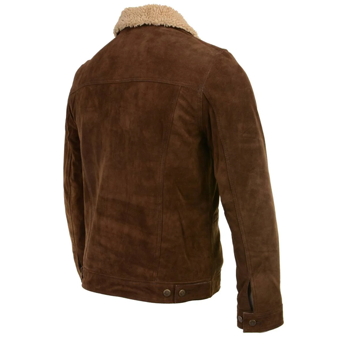 Milwaukee Leather Vintage SFM1817 Men's Brown Suede Leather Fashion Coat Jacket w/ Plush Sherpa Inside Lining - Image 6