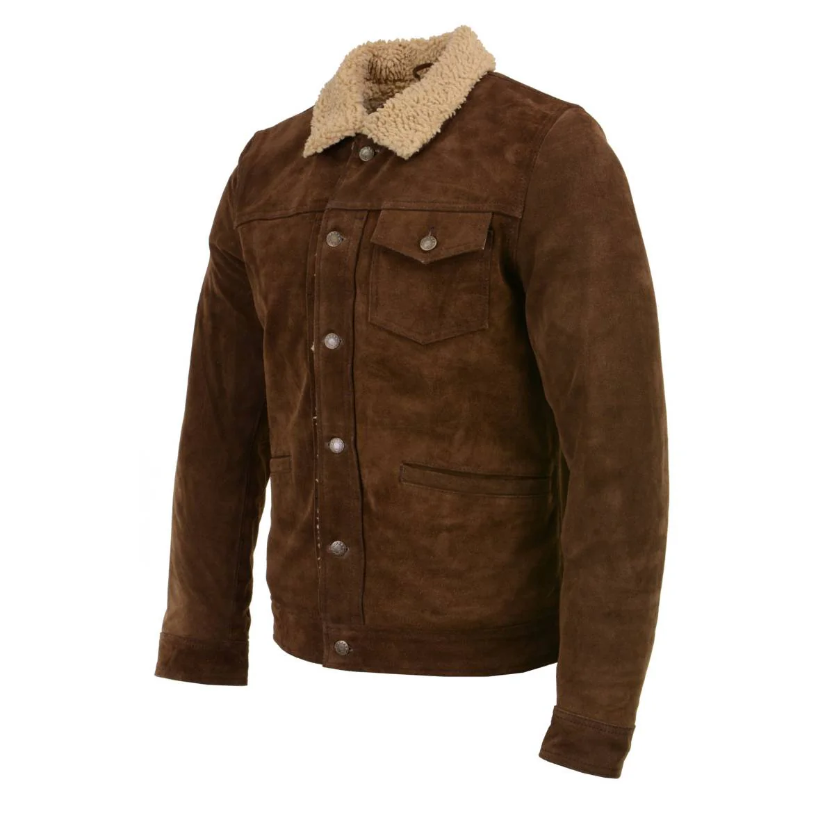 Milwaukee Leather Vintage SFM1817 Men's Brown Suede Leather Fashion Coat Jacket w/ Plush Sherpa Inside Lining - Image 7