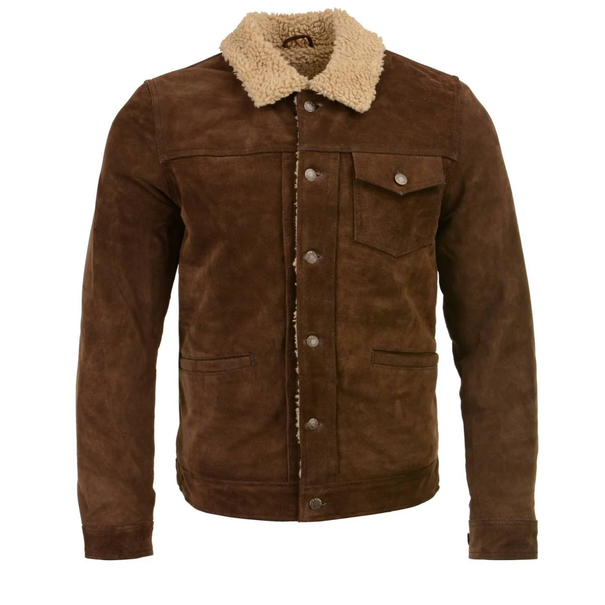 Milwaukee Leather Vintage SFM1817 Men's Brown Suede Leather Fashion Coat Jacket w/ Plush Sherpa Inside Lining - Image 8