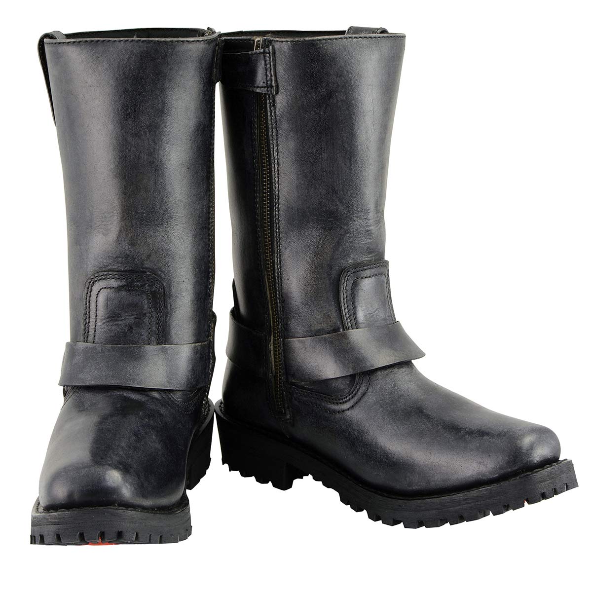 Milwaukee Leather Women's 11-Inch Distressed Grey Classic Harness Square Toe Leather Boots MBL9362 - Image 2