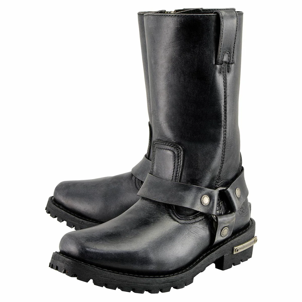 Milwaukee Leather Women's 11-Inch Distressed Grey Classic Harness Square Toe Leather Boots MBL9362 - Image 5