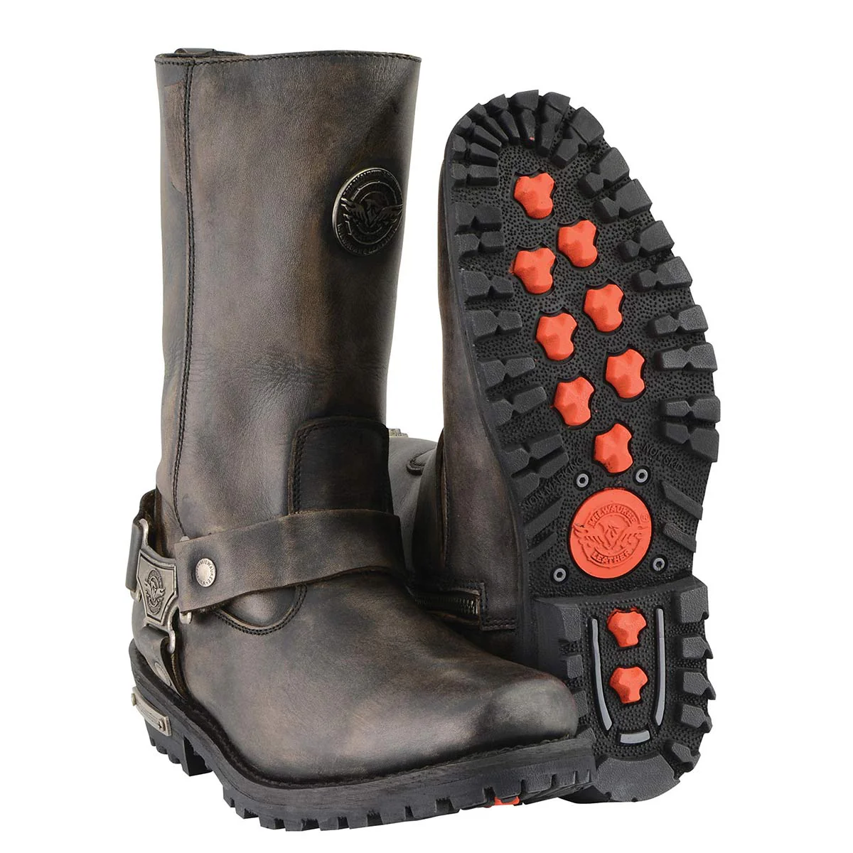 Milwaukee Leather MBL9361 Women's Distressed Brown 11-inch Classic Harness Square Toe Boots - Image 10